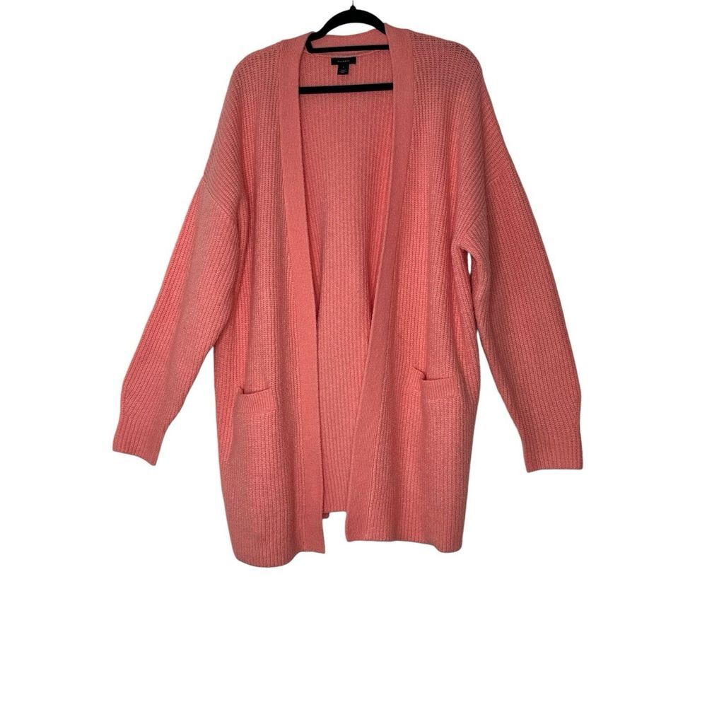 HALOGEN Cardigan Women Size 1 Plus Long Sleeve Open Front Pink Sweater Cozy